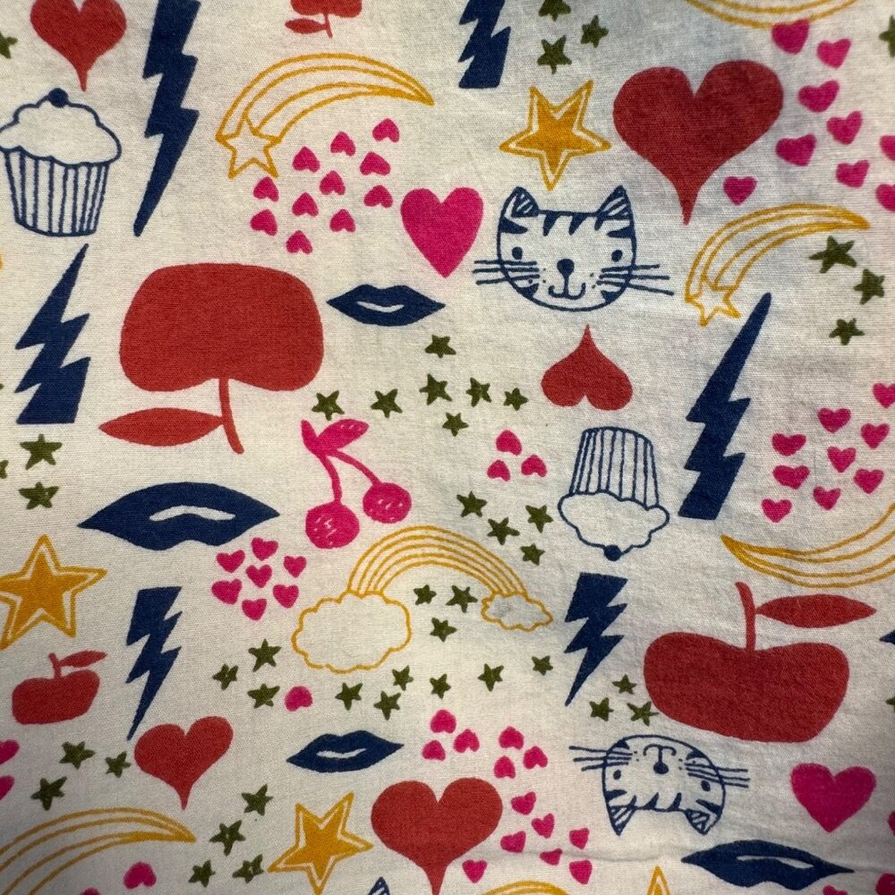 HAPPY BY PINK CHICKEN Peasant Dress Girls 8 Cotton Colorful Cats Hearts Stars - Picture 4 of 7